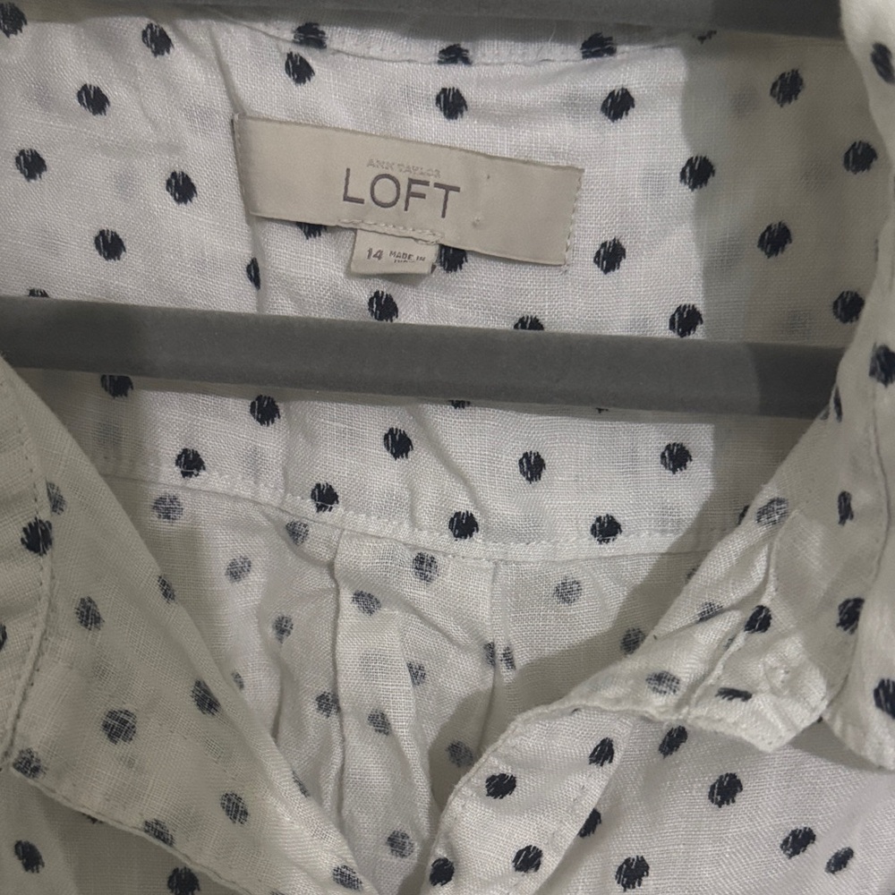 LOFT Linen Polka Dot Sleeveless Dress - Picture 5 of 6